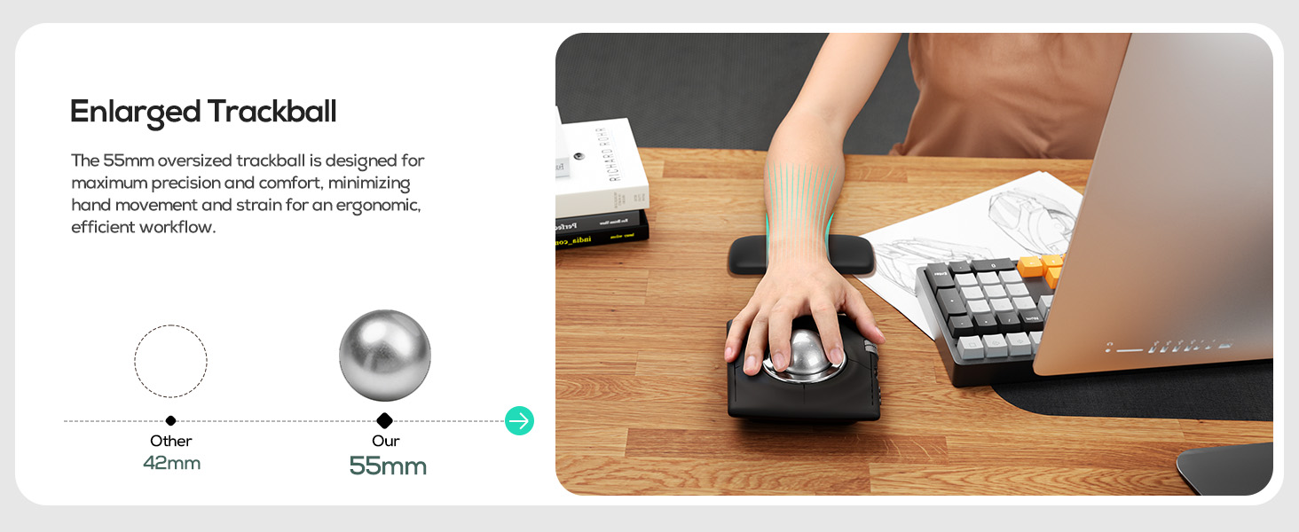 Product demonstration sequence showing electronic device or accessory being used on wooden desk surface.