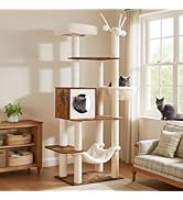 Hey-brother Wooden Cat Tree, 66.1“ Cat Furniture with Scratching Posts, Modern Cat Tower with ham...