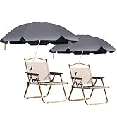 Blissun 2 Pack Beach Umbrella with Clamp, Adjustable Umbrellas for Chair, UPF50+ Sun Shade Umbrel...