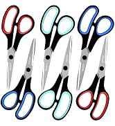 Black Scissors Bulk, Rkqoa 6 Pack 8" Heavy Duty Scissors with Sharp Blades and Comfort Right/Left...