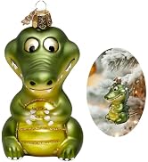 HZYC Crocodile Christmas Ornaments,Blown Glass Ornaments for Tree,Crocodile Collection Hanging Or...