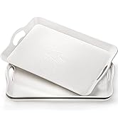 Cedilis 3 Pack Serving Trays with Handles, 16 x 11IN Food Serving Tray, Rectangular Plastic Stack...
