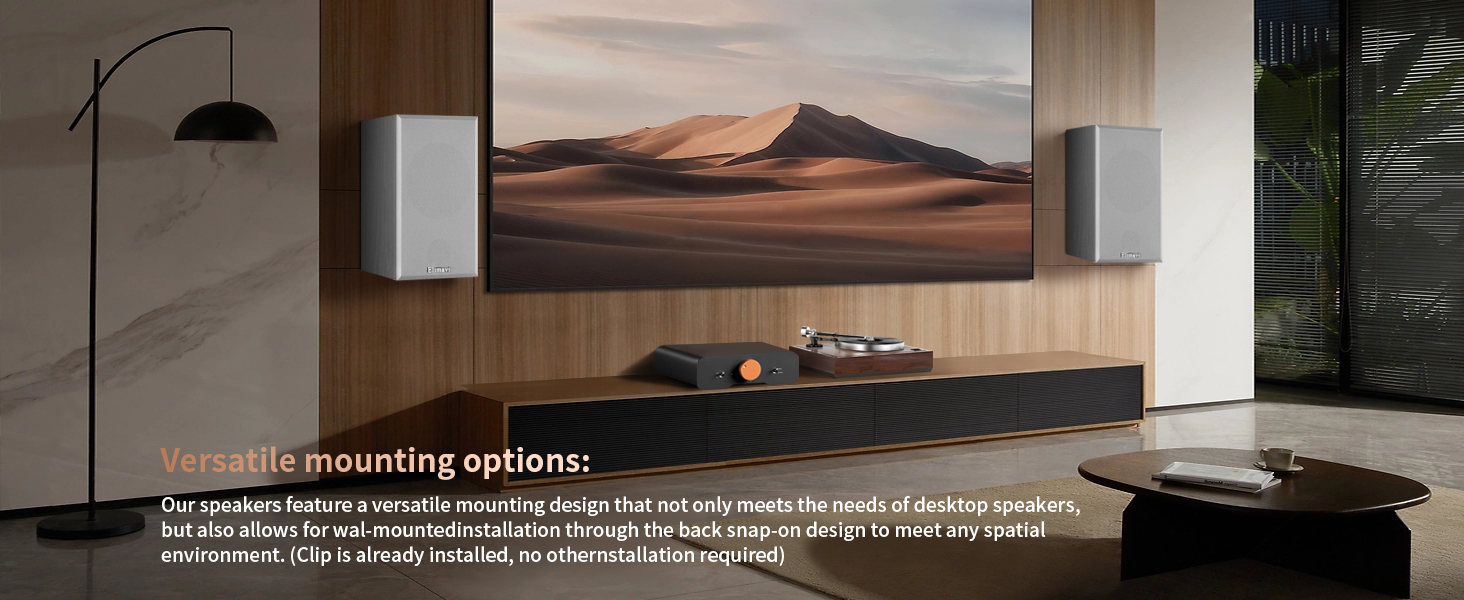 White passive speakers for TV scenes, wall mountable