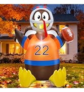 TURNMEON 5 Ft Thanksgiving Inflatables Outdoor Decorations, American Football Turkey Blow Up Yard...