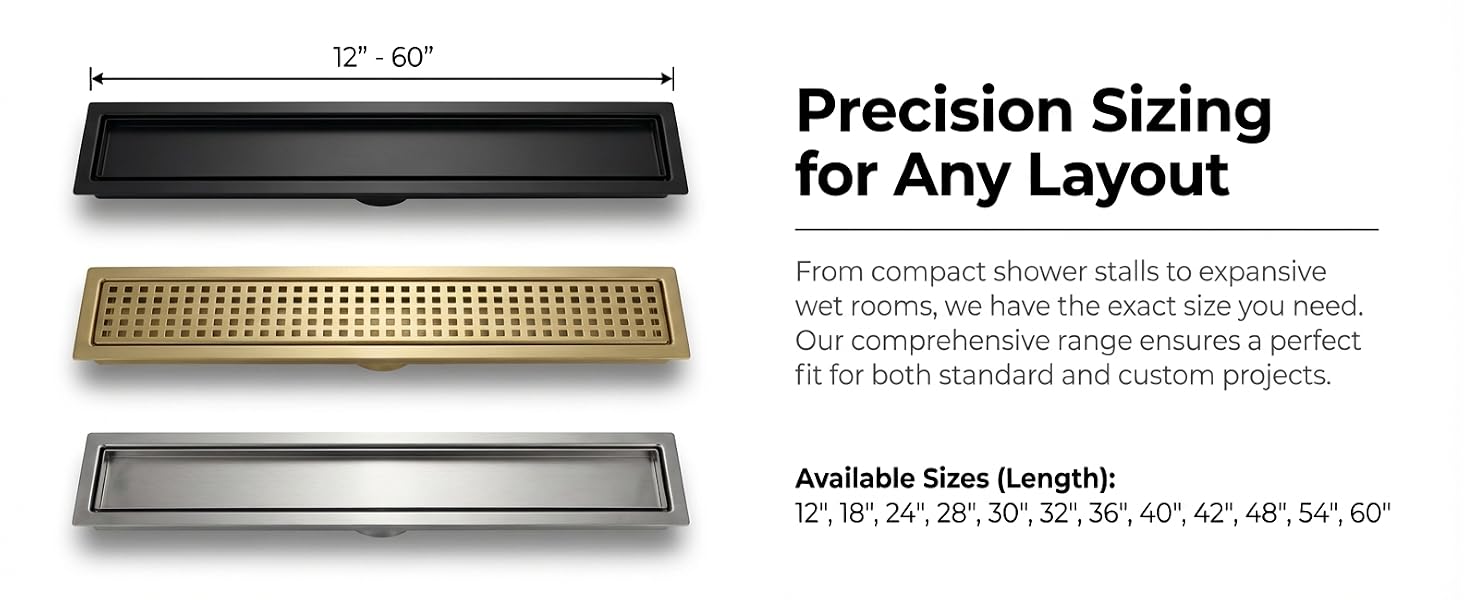 Linear Shower Floor Drain, Brushed Gold 24 Inch 304 Stainless Steel Bathroom Drains Kit