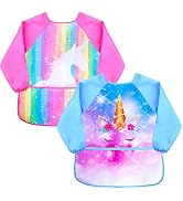 Fiodrimy Kids Art Smock Toddler Smock Waterproof Artist Painting Aprons Long Sleeve with 3 Pocket...