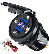 Dual Quick Charge 3.0 12V USB Outlet, 36W 12V/24V USB Car Charger Socket with Power Switch LED Vo...
