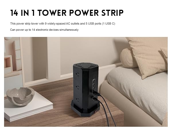 14 in 1 Power Strip Tower