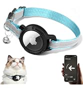 Airtag Cat Collar Breakaway, Reflective Cats Collars with Bell, Cat Tracker Collar with Apple Air...