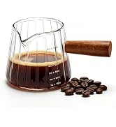 Wooden Handle Coffee Cup with Scale, Espresso Accessories Double Scale Glass Measuring Cup Milk F...