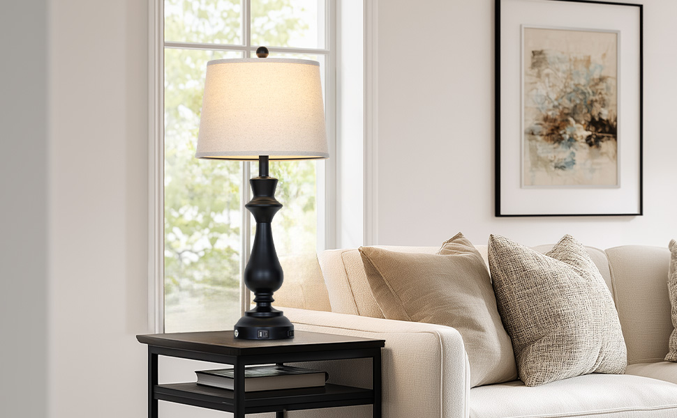 black table lamp