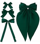 Atoden Hair Bow Clips for Women Girls, 4 Pcs Green Silky Satin Oversized Long Tail Bow Hair Clips...