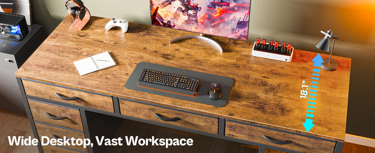 Computer Desk with 6 Drawers