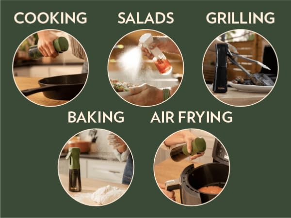 Green oil sprayer olive advocado vinegar portion control mister bbq grill healthy