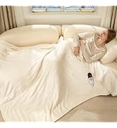 FVERWAG Heated Blanket Full Size Fast Heating Electric Blanket White | 72" x 84", Flannel to Sher...