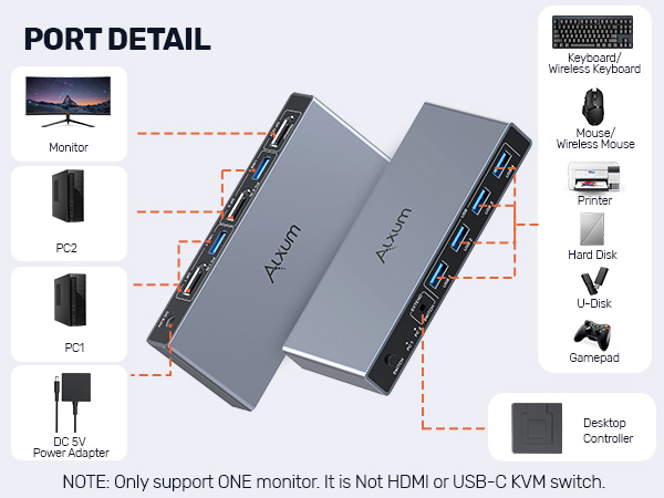 DP KVM SWITCH-Interface details