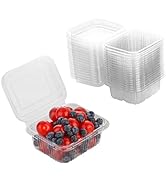 Laojbaba Disposable Transparent Plastic Packaging Box (50 Count) with Cover, Disposable Plastic t...