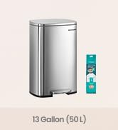 SONGMICS 13 Gallon (50 L) Trash Can, Stainless Steel Kitchen Garbage Can, Recycling or Waste Bin,...