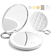 LitBear Compact Mirror, 1X/3X Magnification LED Pocket Mirror, Travel Makeup Mirror with Light fo...