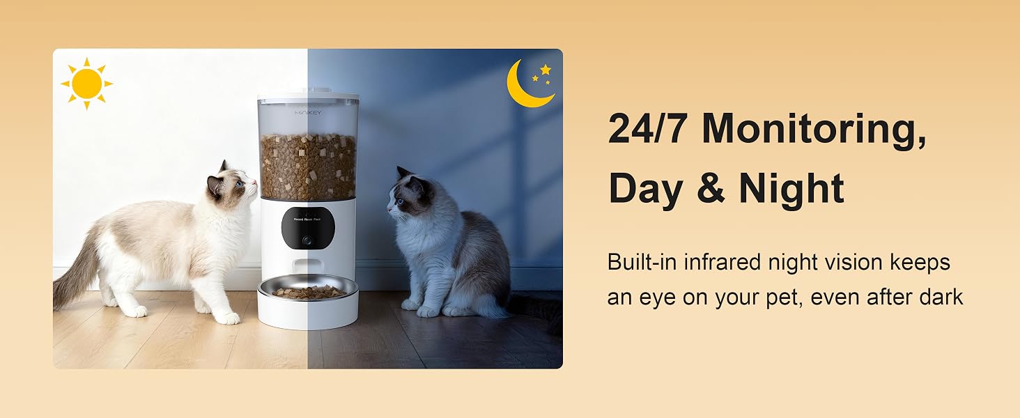 Automatic Cat Feeder with 2K Camera 5G/2.4G WiFi 6.5L Smart Pet Feeder for Cat & Small Dog