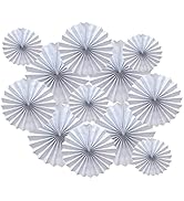 Bestage 12 Pcs Decoration Hanging Party White Paper Fans Set for Birthday Wedding Graduation Even...