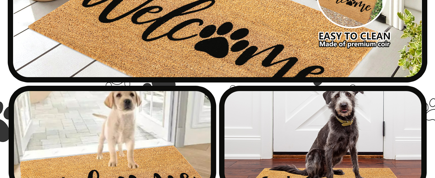 Dog Welcome Natural Coir Doormat