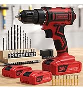 Cordless Drill, 20V Power Drill, Double 2000mAh Power Pack Electric Drills, Cordless Drills with ...