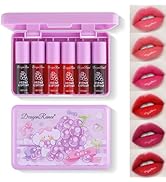 Eakroo 6 Colors Grapes Lip Tint Stain Set, Korean Lip Gloss Watery Lip Stain, Lipstick for Women,...