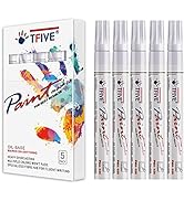 White Paint Marker Paint Pens - 5 Pack Oil Based Permanent Marker Pen, Medium Tip, Waterproof & Q...