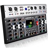 Professional 6-Channel DJ Audio Mixer for Karaoke & Podcasting, Bluetooth Mixing Console with USB...