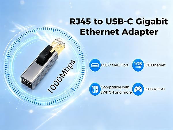 Ethernet to USB C Adapter 1000Mbps