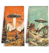 HSIASHENG Retro Sci-Fi Cowboy Western Kitchen Towels, Whimsical Western Dish Tea Towels, Southwes...