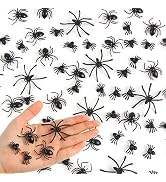 CCINEE 200 pcs Mini Realistic Spiders, Black Small Spiders Fake Plastic Spiders Prank Prop Joke T...