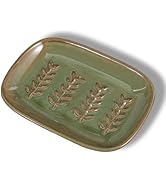 Aesthetic Ceramic Soap Dish for Shower, Soap Holder with Raised Relief, Shower Soap Dish for Sham...