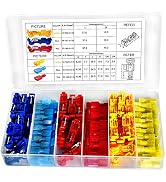 150 Pcs T-Tap Wire Connectors - MuHize Quick Splice Wire Terminals, Self-Stripping Insulated Male...