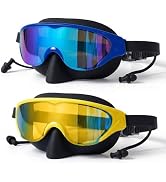 Zoomsnail Kids Swim Goggles Mask with Nose Cover, Anti-Shattered UV Leak Fog Lens Toddlers Swimmi...