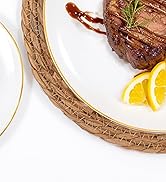 Festiva 350Pcs Gold Plastic Plates - White and Gold Dinnerware Set Disposable include 10" & 7" Pl...