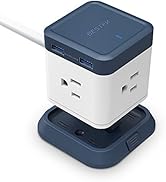 BESTEK Table Mountable Power Strip Cube Charging Station with 3-Outlet and 4 USB Plug Strip with ...