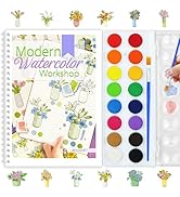 apolyone Beginners Watercolor Workbook for Adults -Step-by-Step Coloring Book Set-12 coloring boo...