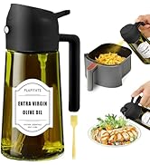 PLAPITATE 16oz Oil Sprayer for Cooking, Light-Blocking Oil Dispenser for Kitchen, Dark Green Glas...