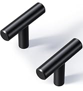Veise 10 Pack Cabinet Knobs, 2 Inch Single Hole Kitchen Cabinet Handles, Matte Black T-Bar Knob B...