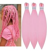 Kids Braiding Hair Pre stretched 16 inches Pink Yaki ez Braid Braiding Hair for Kids Knotless Braids