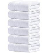 Infinitee Xclusives White Hand Towels for Bathroom - Set of 6 (16x28 inches) 600 GSM, 100% Cotton...
