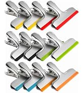 HOUSE AGAIN 12 Pack Stainless Steel Chip Bag Clips Covered with Silicone - NO More Sharp Edges - ...