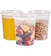 Jaluxing 32 oz. Plastic Deli Containers With Lids, 24 Sets - Leakproof, Stackable, BPA Free, Micr...