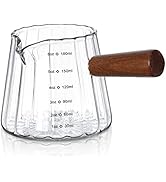 Joeyan 6 oz Glass Measuring Cups with Spout,Borosilicate Glass Triple Pitcher with Scale,Origami ...