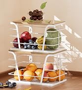 2 Pack Kitchen Organization for Onions,Potatoes - Fruit Basket for Kitchen Counter & Storage Bask...