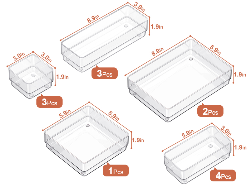 SMARTAKE 13-Piece Drawer Organizer