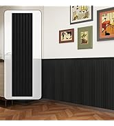 PS Wainscoting Wall High Skirting,8-Pack 38.6"x9.8"(98x25cm) Slat Panels with 2-Pack Molding Trim...