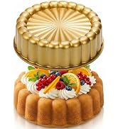 Goaste 9.5 Inch Charlotte Cake Pan, Reusable Fluted Mold, Nonstick Aluminium With Flower Shape fo...